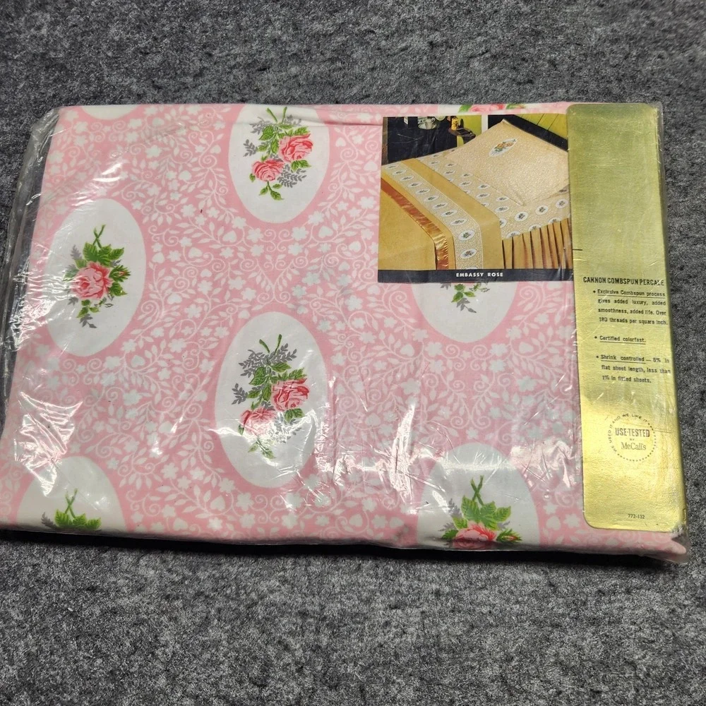 Cannon Embassy Rose Floral Double Bed Sheets Fitted Flat Pillowcases Towels NOS
